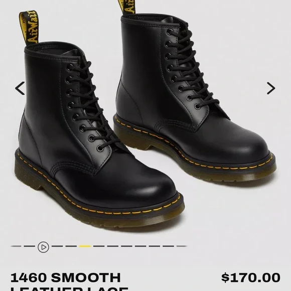 Dr. Martens 1460 Black Leather Boots Size 8 - Picture 3 of 13